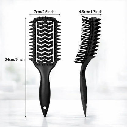 Curl Defining Brush for Curly Hair, Vented Detangling Hair Brush for Wet and Dry Styling, Curved Brush for Shaping and Smoothing Curl Clumps, Lightweight Hair Brush (2Pcs Black)