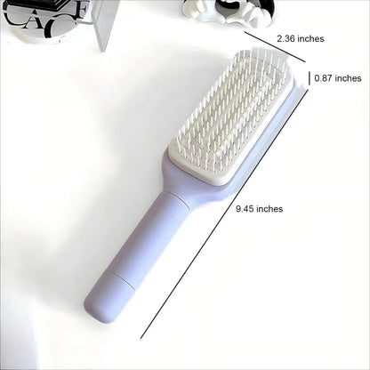 Self-Cleaning Hair Brush for Women, Anti-Static Detangling Comb with Rotating Handle, Purple, Suitable for All Hair Types (Purple)
