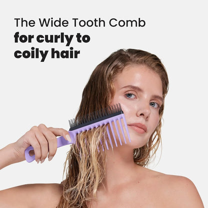 Tangle Teezer Wide Tooth Comb, Double Sided for Detangling and Less Breakage, for 3C to 4C Curly Hair Types, Peach