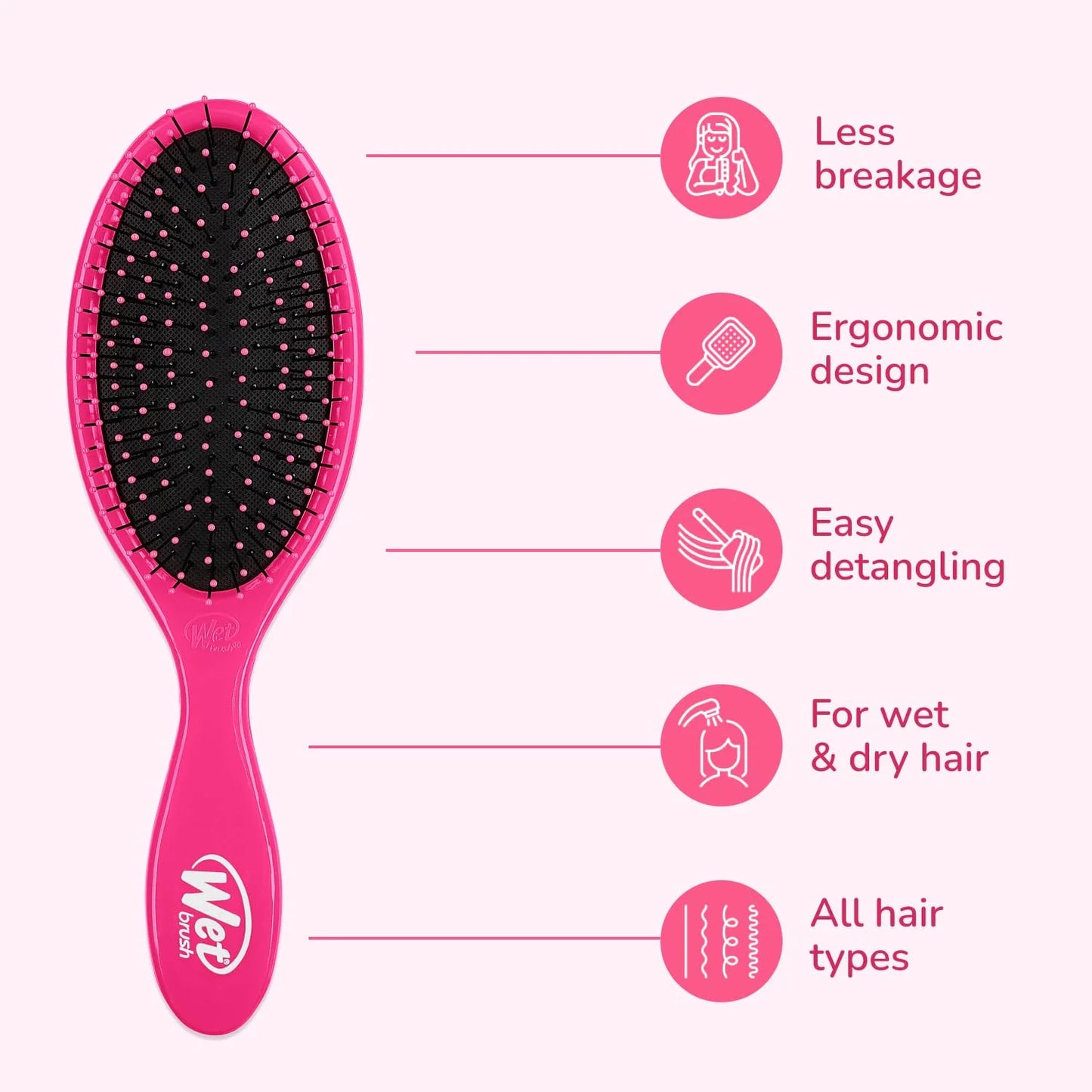 Wet Brush Original Detangler Hair Brush, Purple, For All Hair Textures