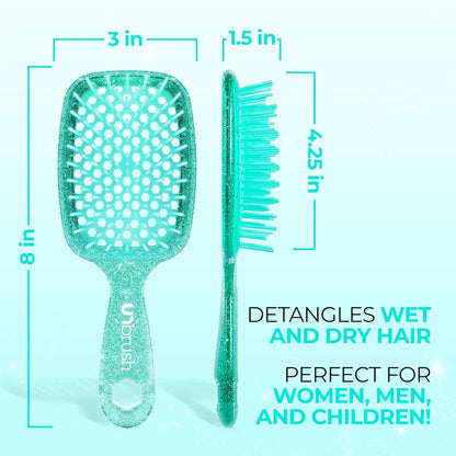 FHI Heat UNbrush Detangling Brush for Pain-Free Brushing on All Wet or Dry Hair Types — Durable DuoFlex Anti-Static Bristles, Lightweight Handle, Vented Hair Brush