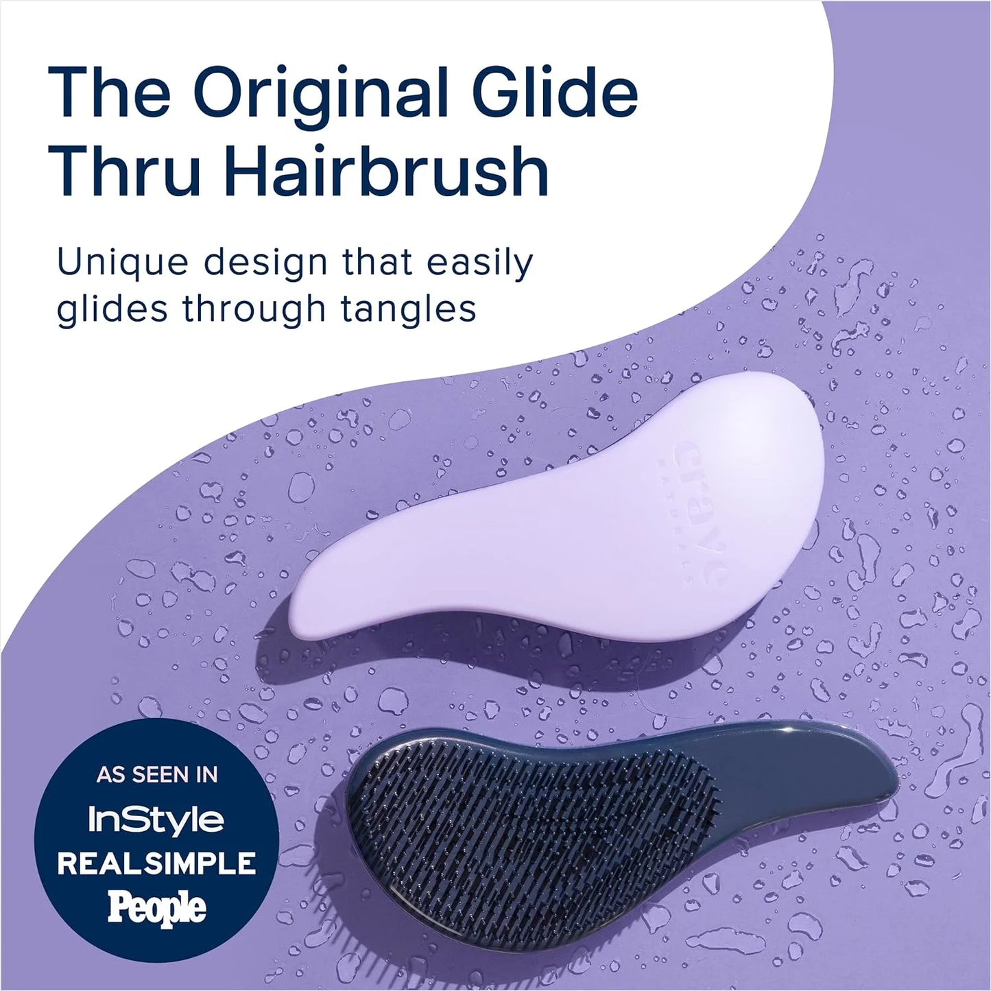 Crave Naturals Glide Thru Hair Brush - Detangler Brush for Curly, Straight, Wet or Dry Hair - Gentle Detangling Brushes for Adults, Kids, Toddlers - Hair Accessories for Women, 7.5x3" - Pink