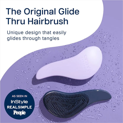 Crave Naturals Glide Thru Hair Brush - Detangler Brush for Curly, Straight, Wet or Dry Hair - Gentle Detangling Brushes for Adults, Kids, Toddlers - Hair Accessories for Women, 7.5x3" - Pink