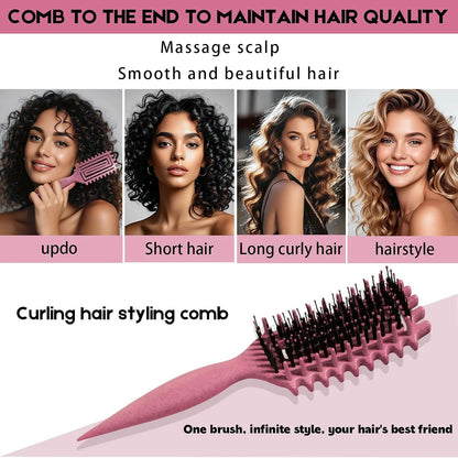 Curly Hair Brush Candybrush Curl Defining Brush for Detangling Shaping and Defining Curls for Women, Men, Wet & Dry Hair (Green Pink)