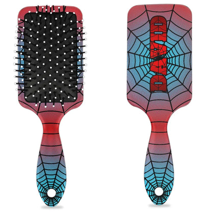 Personalized-Kids-Hair-Brush for Boy Girls Custom Gift Detangler Brush Soft Bristle Hair Brushes Travel Hair Brush for All Hair Types Christmas Hallowmas Spider Web Sliver Dot