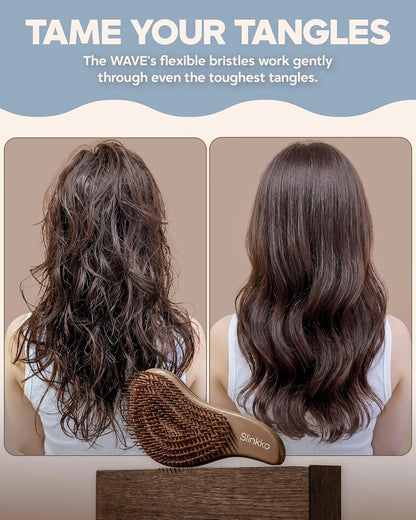 Detangler Brush, Hair Brush for Women, Men & Kids - Detangling Hair Brush for Curly, Thick, Fine & Wavy Hair - Anti-Breakage Wave Brush, Pain-Free Hairbrush, Special Edition Burgundy