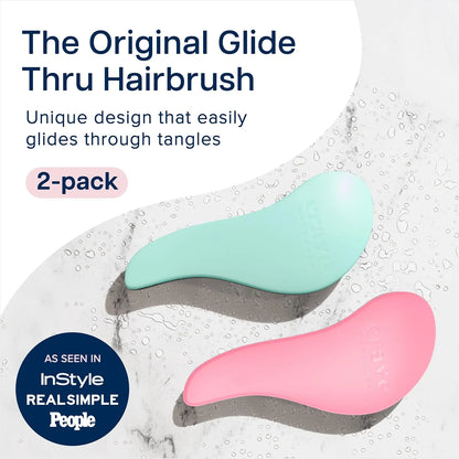 Crave Naturals Glide Thru Hair Brush - Detangler Brush for Curly, Straight, Wet or Dry Hair - Gentle Detangling Brushes for Adults, Kids, Toddlers - Hair Accessories for Women, 7.5x3" - Pink