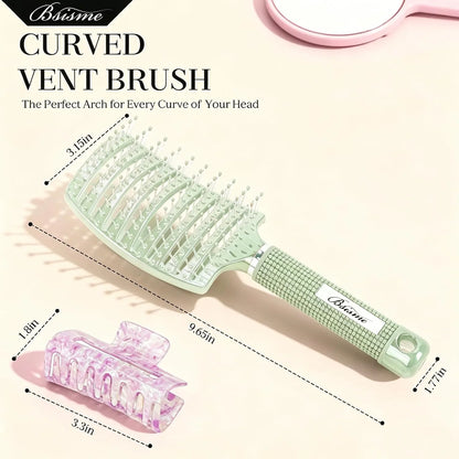 Hair Brush, Professional Curved Vented Brush with 25MM Bristles for Faster Blow Drying, Detangling for Wet Dry Hair, Paddle Brush for Thick Curly Straight Hair for Women & Men