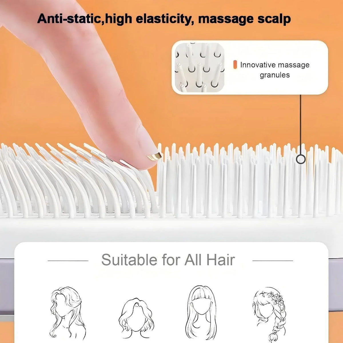 Self-Cleaning Hair Brush for Women, Anti-Static Detangling Comb with Rotating Handle, Purple, Suitable for All Hair Types (Purple)