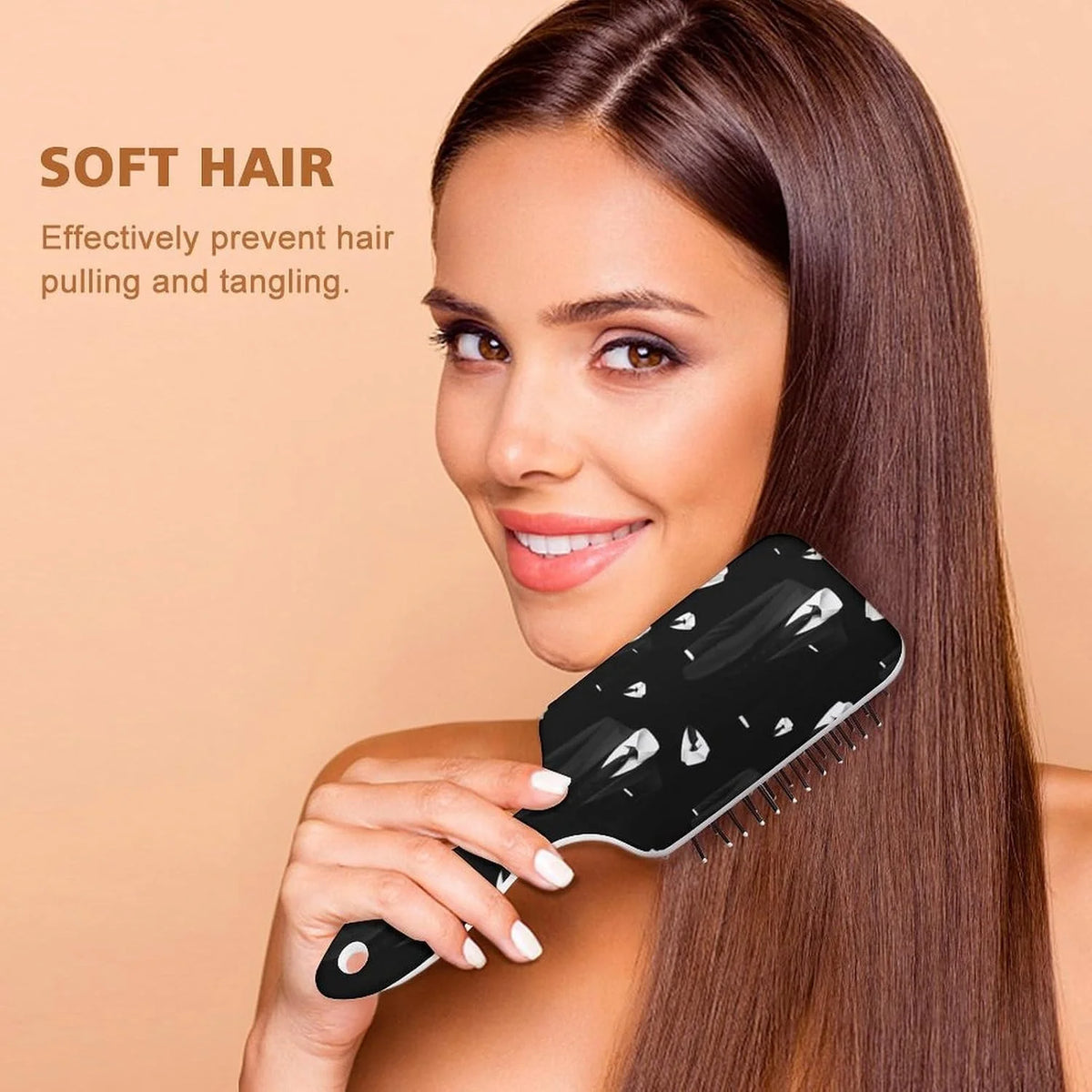 Air-Cushion Comb Black Gold Glitter Cheetah Leopard Print, Smooth Hair Salon Anti-Knotting Fluffy, For Long Thick Curly Hair, 1 Pack