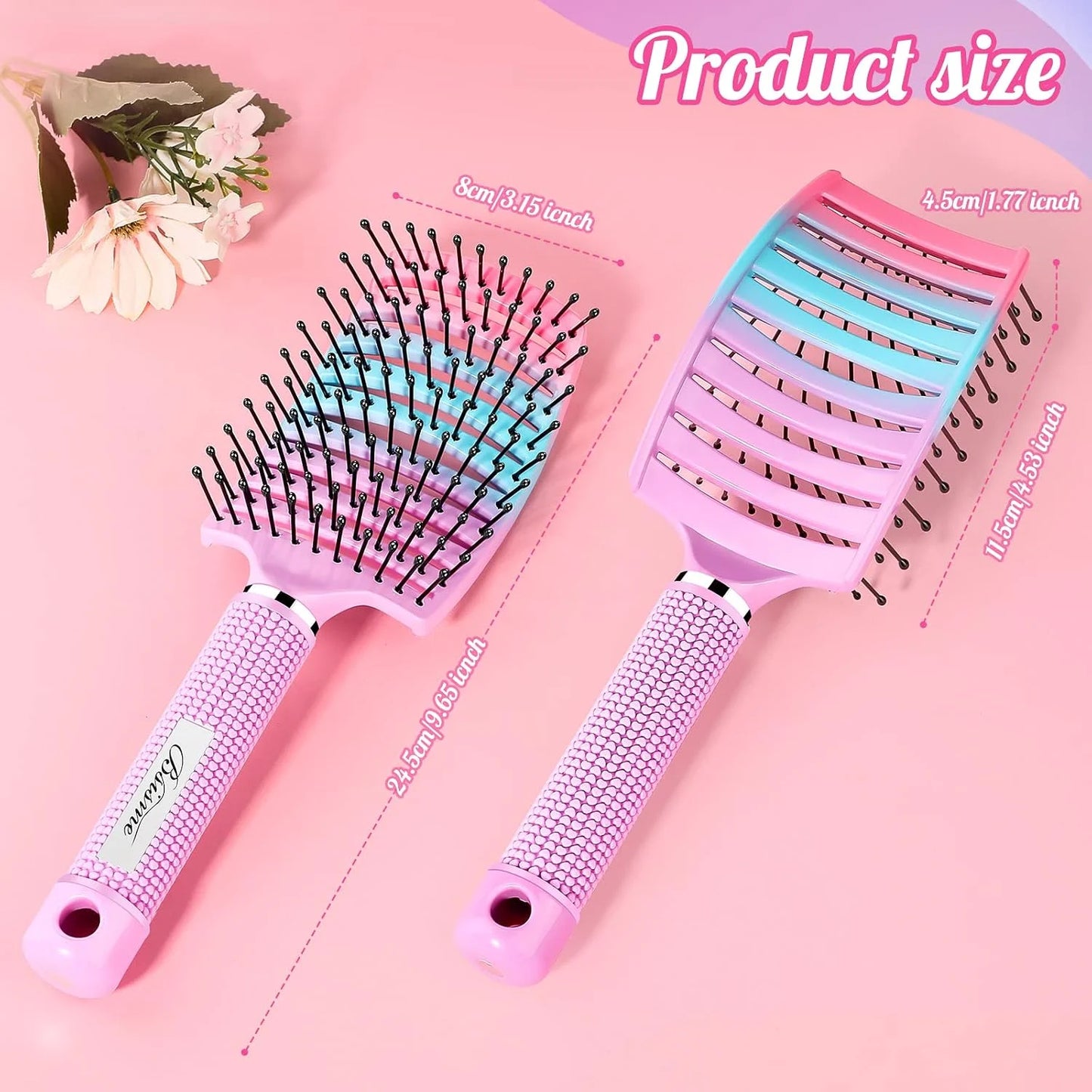 Hair Brush, Professional Curved Vented Brush with 25MM Bristles for Faster Blow Drying, Detangling for Wet Dry Hair, Paddle Brush for Thick Curly Straight Hair for Women & Men