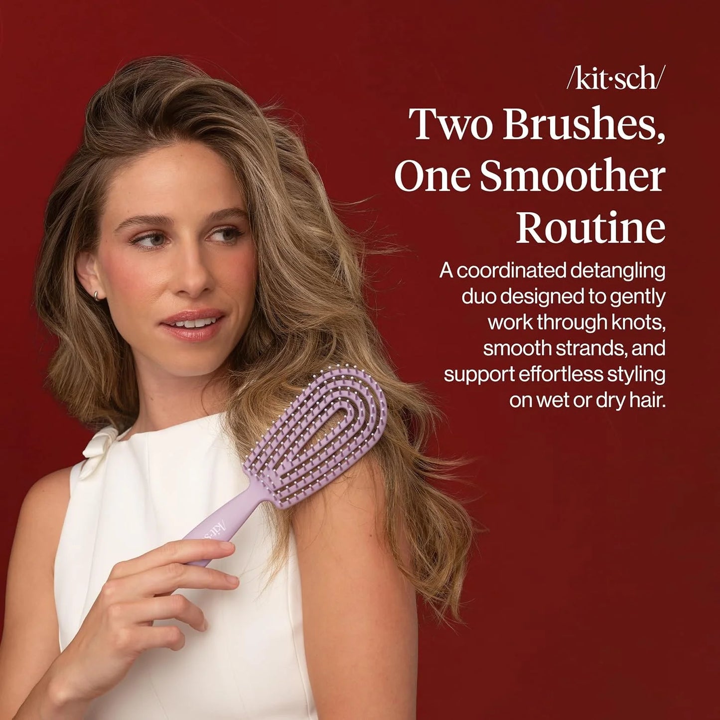 Kitsch Flexi Flow Detangler Brush, Hair Brushes For Women - Black