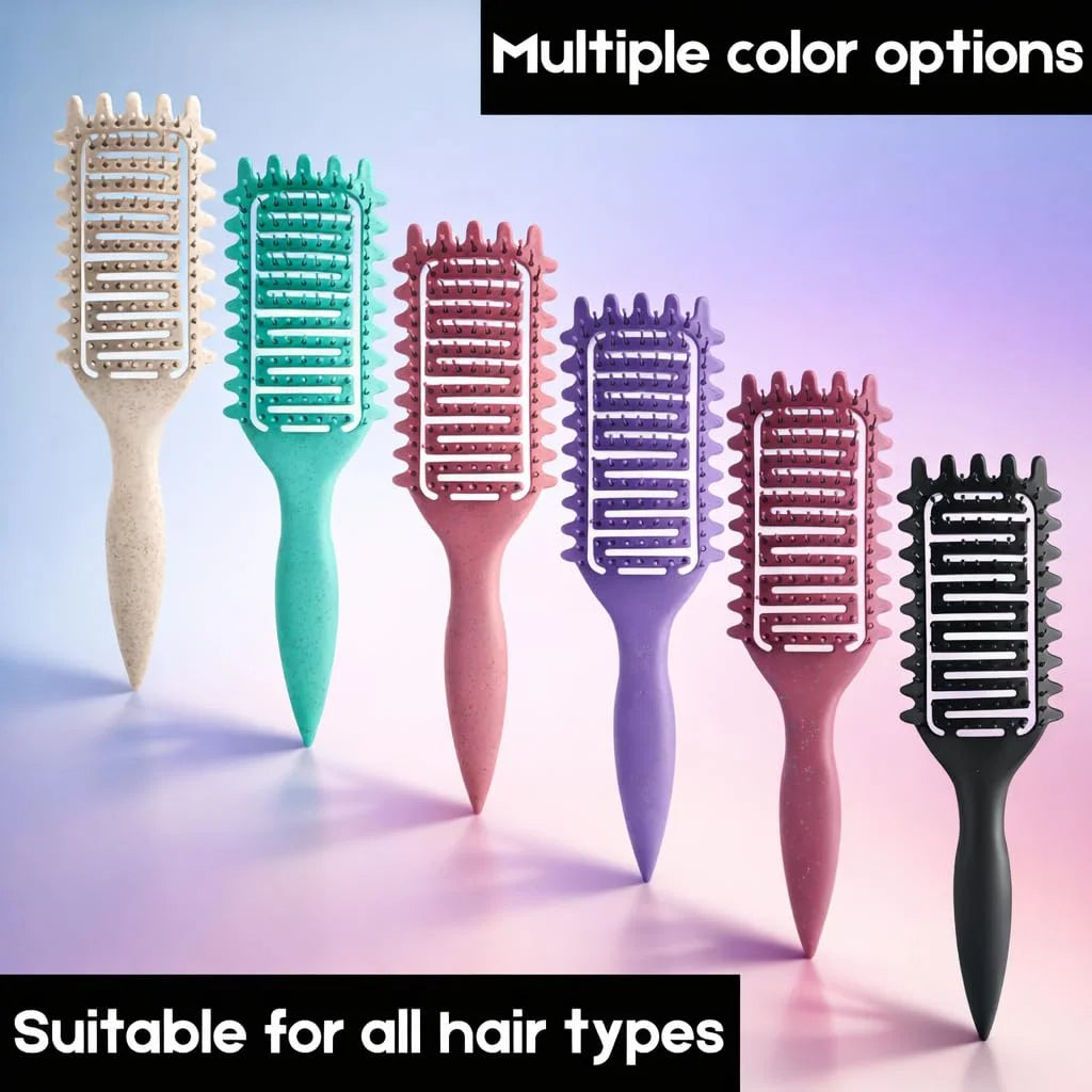 Curl Defining Brush for Curly Hair, Vented Detangling Hair Brush for Wet and Dry Styling, Curved Brush for Shaping and Smoothing Curl Clumps, Lightweight Hair Brush (2Pcs Black)