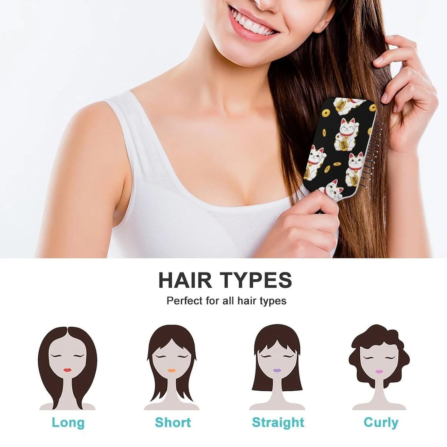 Air Cushion Comb for Massage Japanese Ocean Wave Fish Koifish Art, For Curly Long Thick Straight Hair, Women Girls Ladies