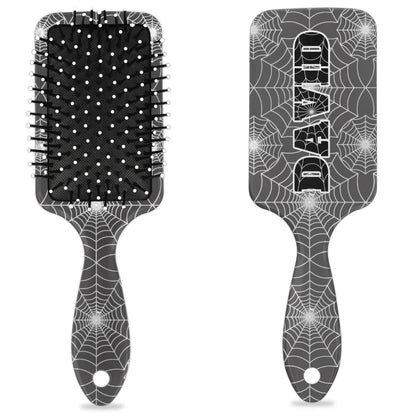 Personalized-Kids-Hair-Brush for Boy Girls Custom Gift Detangler Brush Soft Bristle Hair Brushes Travel Hair Brush for All Hair Types Christmas Hallowmas Spider Web Sliver Dot
