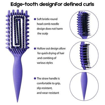 Curly Hair Brush Candybrush Curl Defining Brush for Detangling Shaping and Defining Curls for Women, Men, Wet & Dry Hair (Green Pink)
