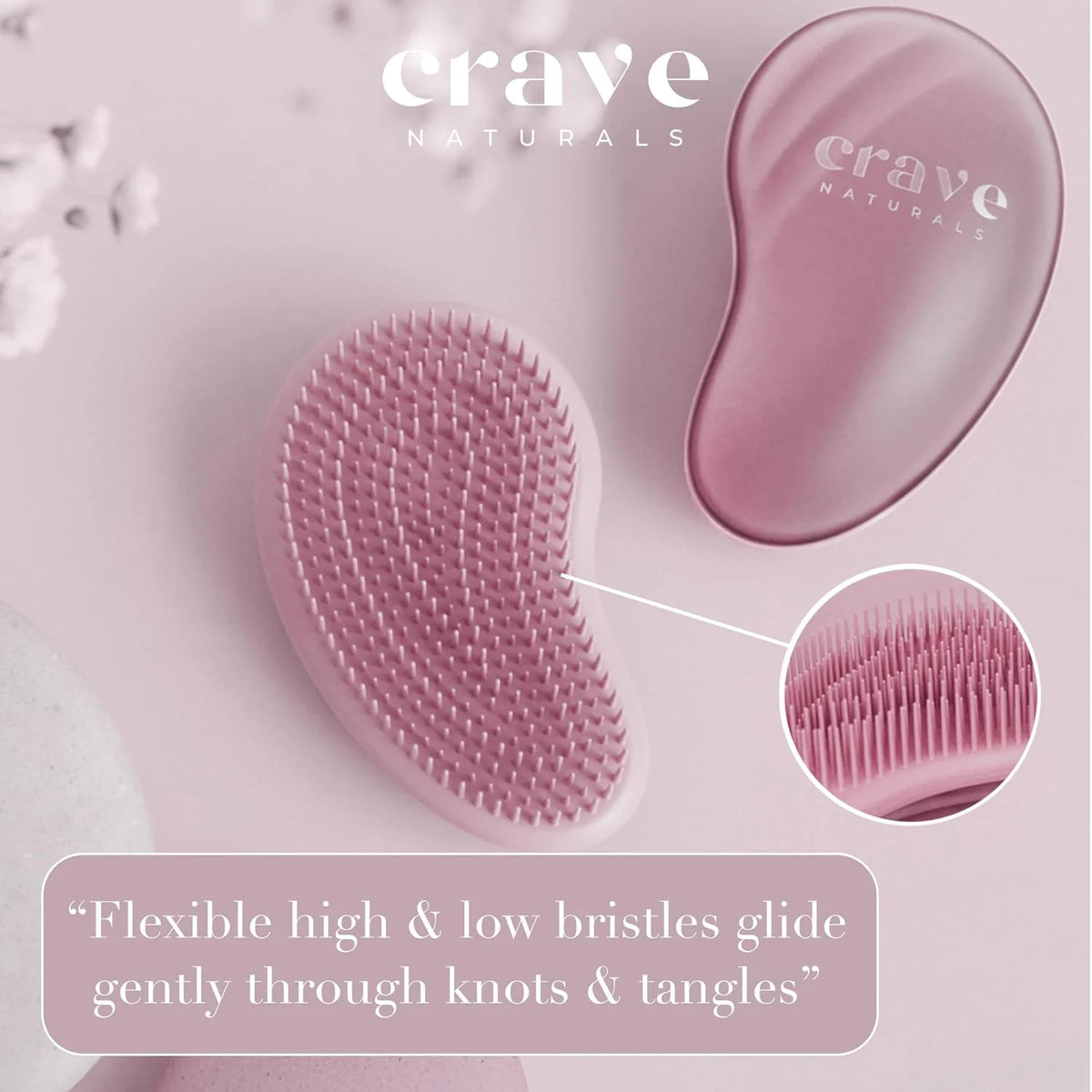 Crave Naturals Mini Detangler Hair Brush Turquoise – Glide Thru Hair Detangler Brush for Women, Kids & Toddlers – Gentle Scalp Care, No-Pain Tangle-Free Hairbrush for All Hair Types, Travel Hair Brush