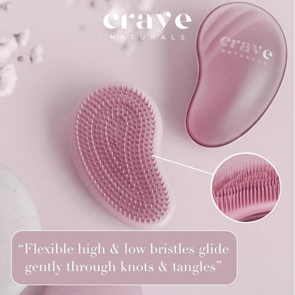 Crave Naturals Mini Detangler Hair Brush Turquoise – Glide Thru Hair Detangler Brush for Women, Kids & Toddlers – Gentle Scalp Care, No-Pain Tangle-Free Hairbrush for All Hair Types, Travel Hair Brush