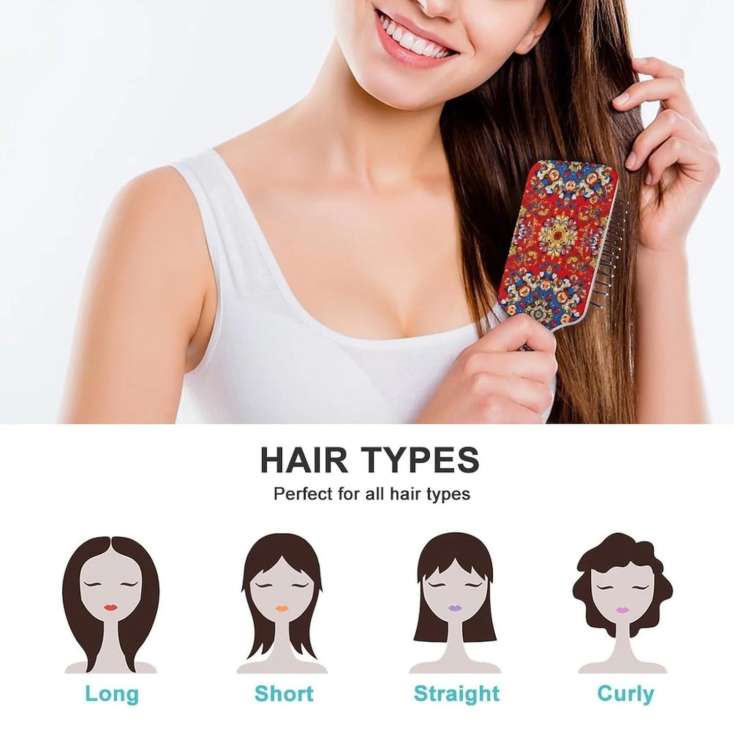 Air Cushion Comb for Massage Japanese Ocean Wave Fish Koifish Art, For Curly Long Thick Straight Hair, Women Girls Ladies