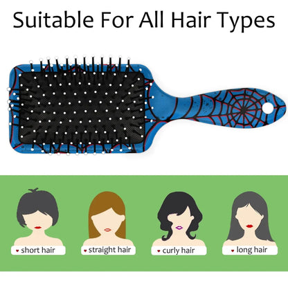 Personalized-Kids-Hair-Brush for Boy Girls Custom Gift Detangler Brush Soft Bristle Hair Brushes Travel Hair Brush for All Hair Types Christmas Hallowmas Spider Web Sliver Dot