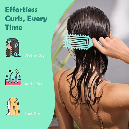 ABOYOY Curl Defining Brush with Side Gear for Curly Hair, Detangling & Styling Brush for Women Men, Lightweight Ergonomic Candy Brush Works on Wet or Dry Hair(green)