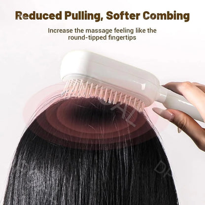 Retractable Cushion Massage Comb, 2026 New Hair Brush With Retractable Bristles Hair Comb Retractable Detangling Self Cleaning Hair Brush for Women (White)