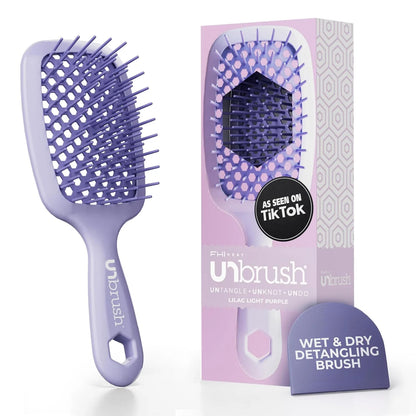 FHI Heat UNbrush Detangling Brush for Pain-Free Brushing on All Wet or Dry Hair Types — Durable DuoFlex Anti-Static Bristles, Lightweight Handle, Vented Hair Brush
