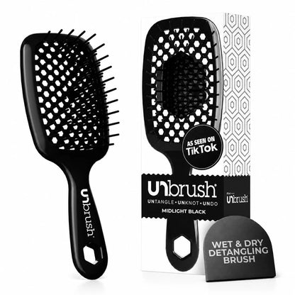 FHI Heat UNbrush Detangling Brush for Pain-Free Brushing on All Wet or Dry Hair Types — Durable DuoFlex Anti-Static Bristles, Lightweight Handle, Vented Hair Brush