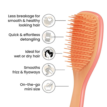 Tangle Teezer Mini The Ultimate Detangler Hairbrush |Gentle on Wet Hair | Two-Tiered Teeth & Comfortable Handle | Ideal for Kids And Travel | Reduces Knots & Breakage | Salmon Pink & Apricot