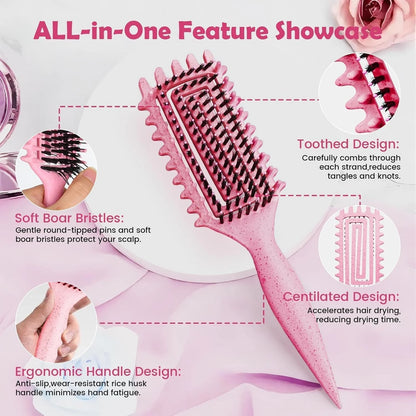 ABOYOY Curl Defining Brush with Side Gear for Curly Hair, Detangling & Styling Brush for Women Men, Lightweight Ergonomic Candy Brush Works on Wet or Dry Hair(green)