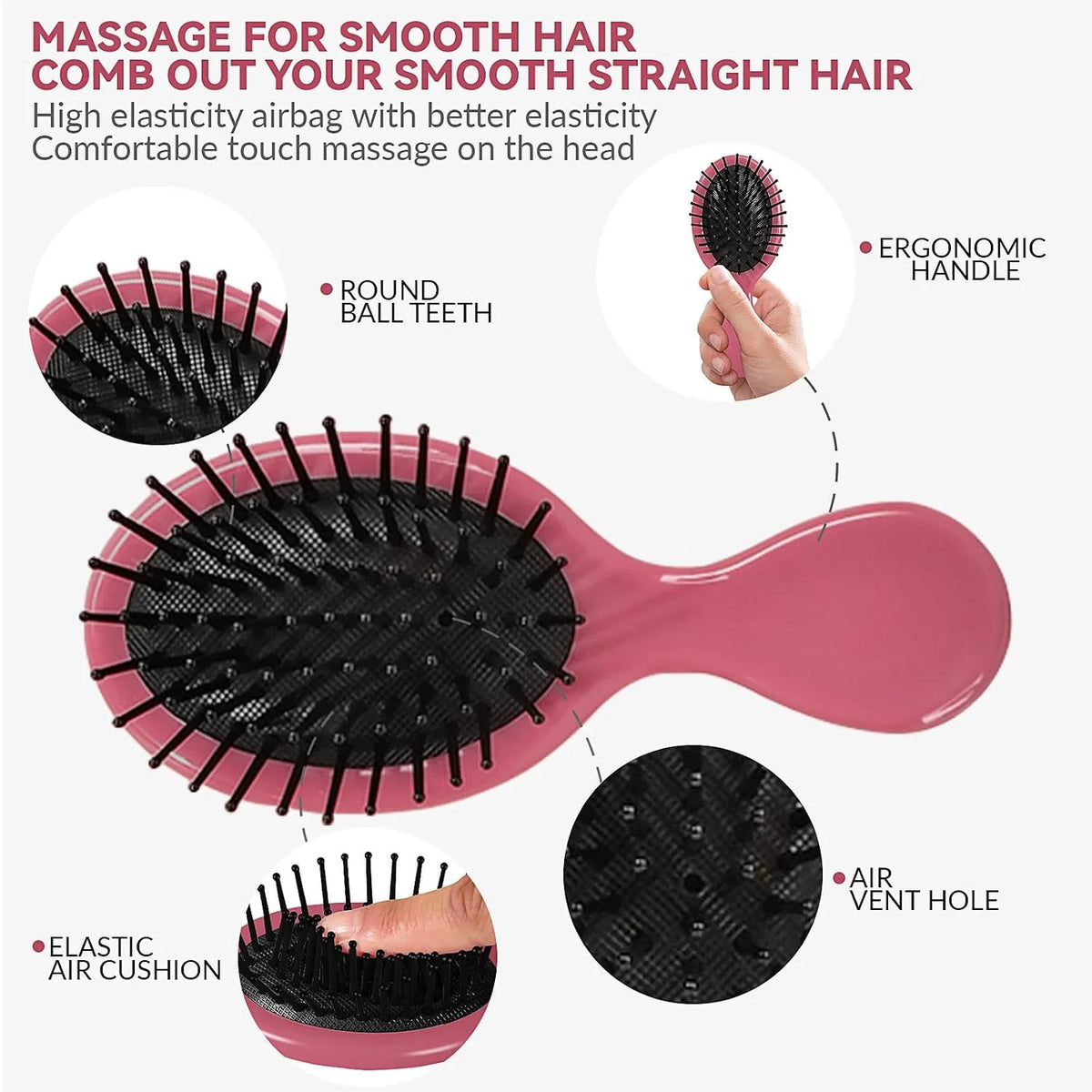 2P Mini Hair Brush,Brush Squirt Detangling Brush,Mini Detangler Brush, No Tangle Ultra-Soft IntelliFlex Bristles,with Ease Knots Without Tears or Breakage (Bright flour)
