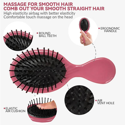2P Mini Hair Brush,Brush Squirt Detangling Brush,Mini Detangler Brush, No Tangle Ultra-Soft IntelliFlex Bristles,with Ease Knots Without Tears or Breakage (Bright flour)