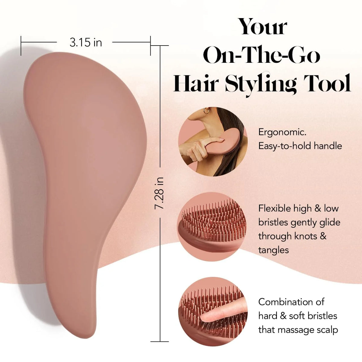Kitsch Detangle Brush – Gentle Curly Hair Brush All Hair Types - Black