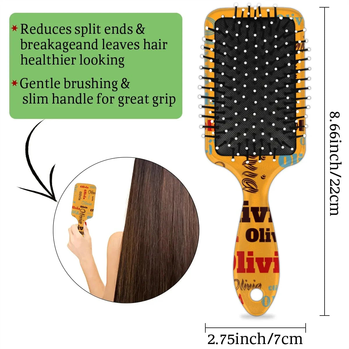 Personalized Name Hair Brush Detangler Brush Gifts for Women Man Custom Detangler-Hair-Brush Kids-Toddler-Girls for Travel All Hair Types