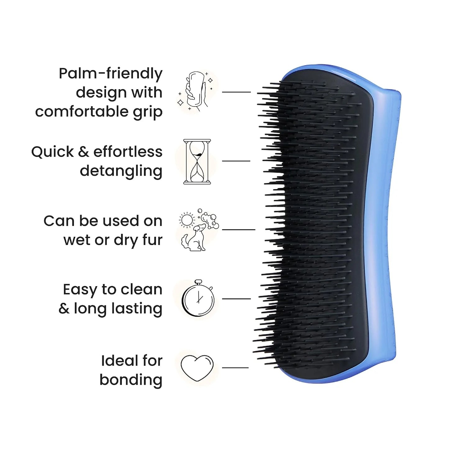 Pet Teezer Detangling Dog Brush for Long Hair Breeds, Large, Blue & Grey
