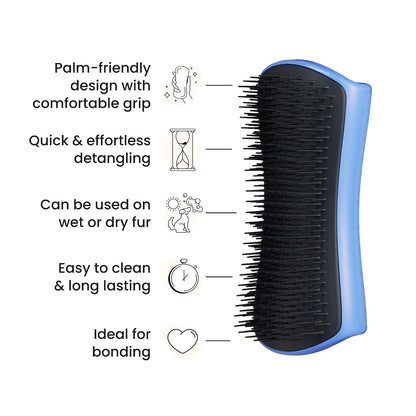 Pet Teezer Detangling Dog Brush for Long Hair Breeds, Large, Blue & Grey