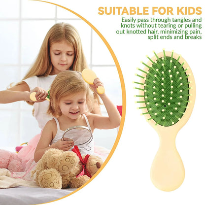 2P Mini Hair Brush,Brush Squirt Detangling Brush,Mini Detangler Brush, No Tangle Ultra-Soft IntelliFlex Bristles,with Ease Knots Without Tears or Breakage (Bright flour)