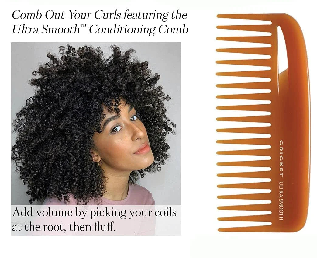 Cricket Ultra Smooth Coconut Conditioning Comb – Infused with Coconut Oil & Keratin for Frizz-Free Shine and Hydration, Ideal for Mid-Length, Thick, and Textured Hair