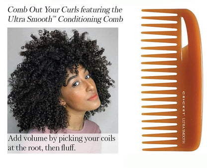 Cricket Ultra Smooth Coconut Conditioning Comb – Infused with Coconut Oil & Keratin for Frizz-Free Shine and Hydration, Ideal for Mid-Length, Thick, and Textured Hair