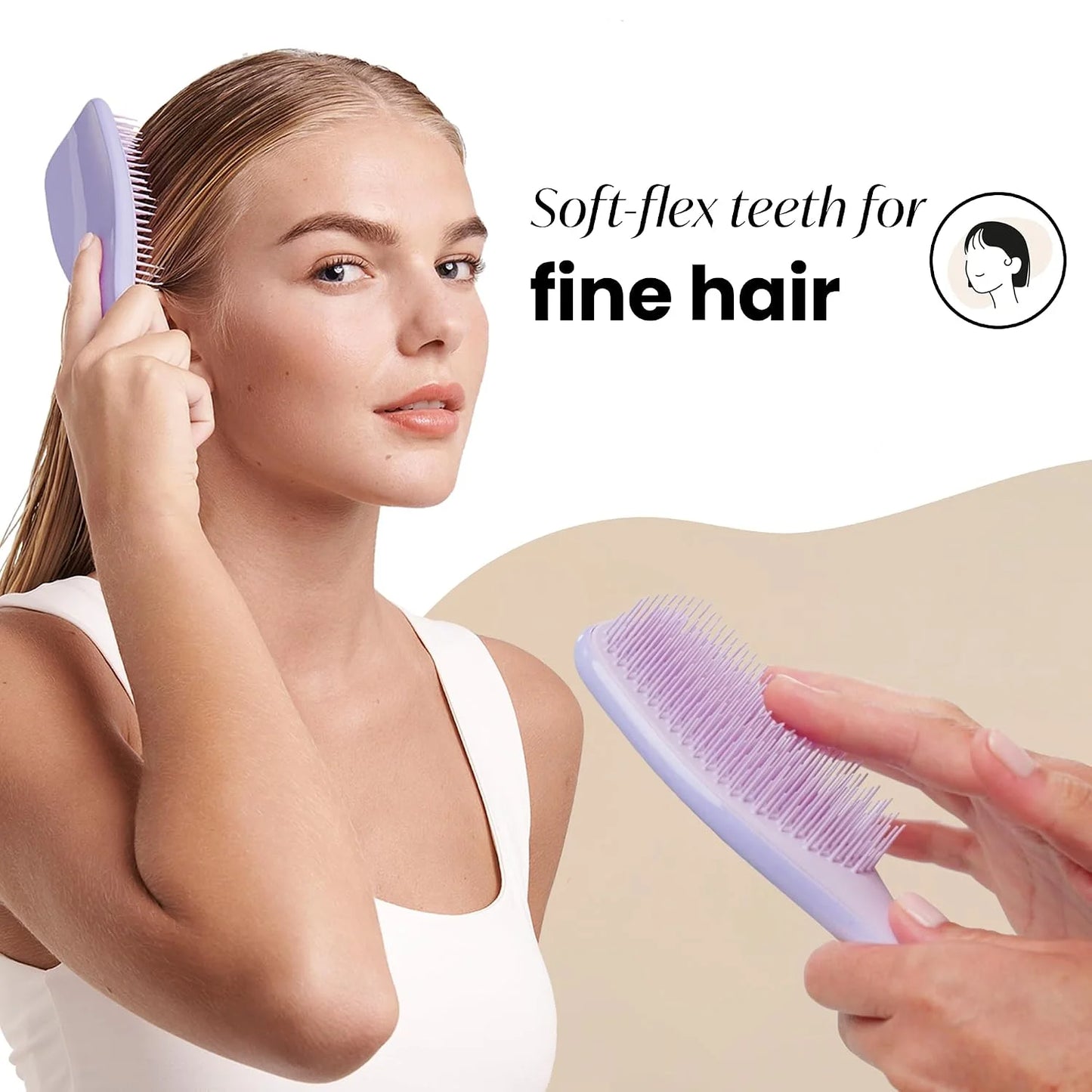 Tangle Teezer Fine and Fragile Ultimate Detangler Hairbrush for Coloured, Fine & Thin Hair - Two-Tiered Soft Flex Teeth Reduce Breakage & Pulling - Gentle on Delicate Hair - Hypnotic Heather