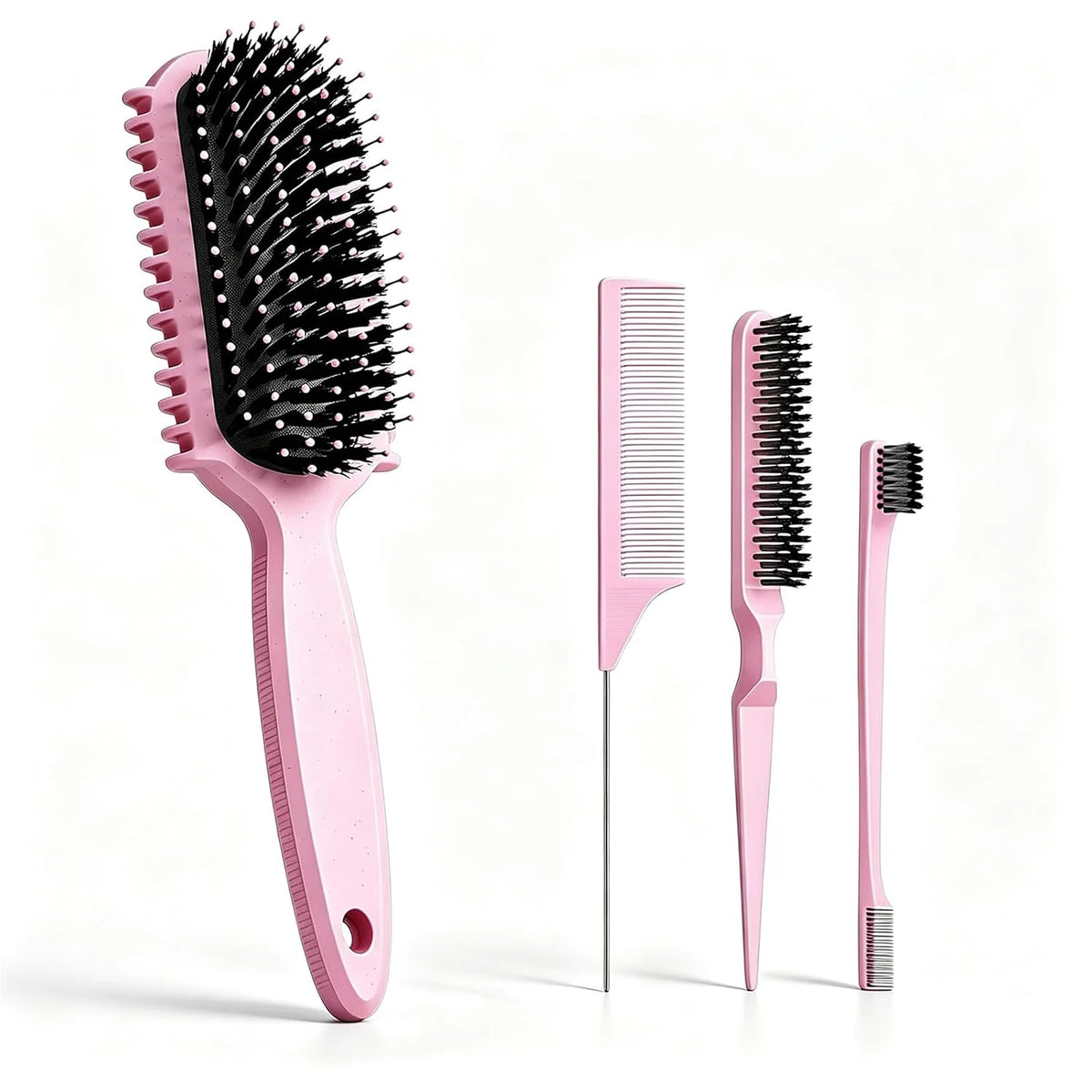 Curl Defining Brush, Curly Hair Brush, Slick Back Hair Brush, For Combing and Shaping Curls in All Hairstyles to Reduce Pulling (Pink)