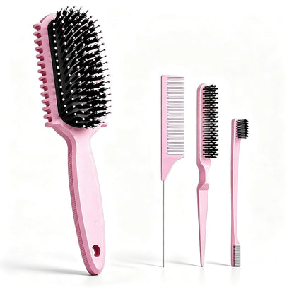 Curl Defining Brush, Curly Hair Brush, Slick Back Hair Brush, For Combing and Shaping Curls in All Hairstyles to Reduce Pulling (Pink)
