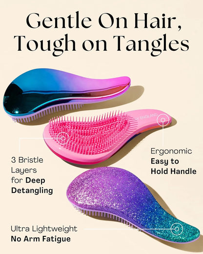 Lily England Detangling Comb & Brush Set for Girls, Tail & Wide Tooth Comb