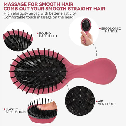 2P Mini Hair Brush,Brush Squirt Detangling Brush,Mini Detangler Brush, No Tangle Ultra-Soft IntelliFlex Bristles,with Ease Knots Without Tears or Breakage (Bright flour)