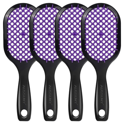 Vented Detangling Hair Brush - 2 Pack Detangler Hairbrush for Effortless Tangle Removal - Ultra-Soft Bristles -For Natural Curly Straight Wet Dry Damaged Hair for Women Men Kids - Black & Blue