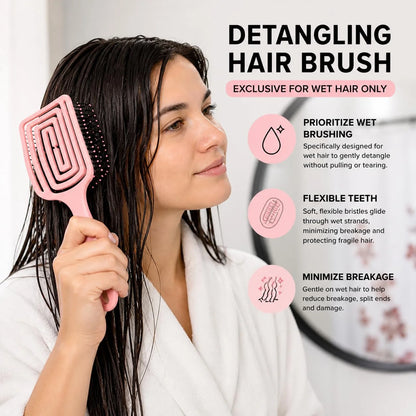 RS ESSENTIAL'S BY LV detangler brush hair brush detangler tangle vented hair brushes for women pink hairbrush black hair brush detangling brush (PINK)