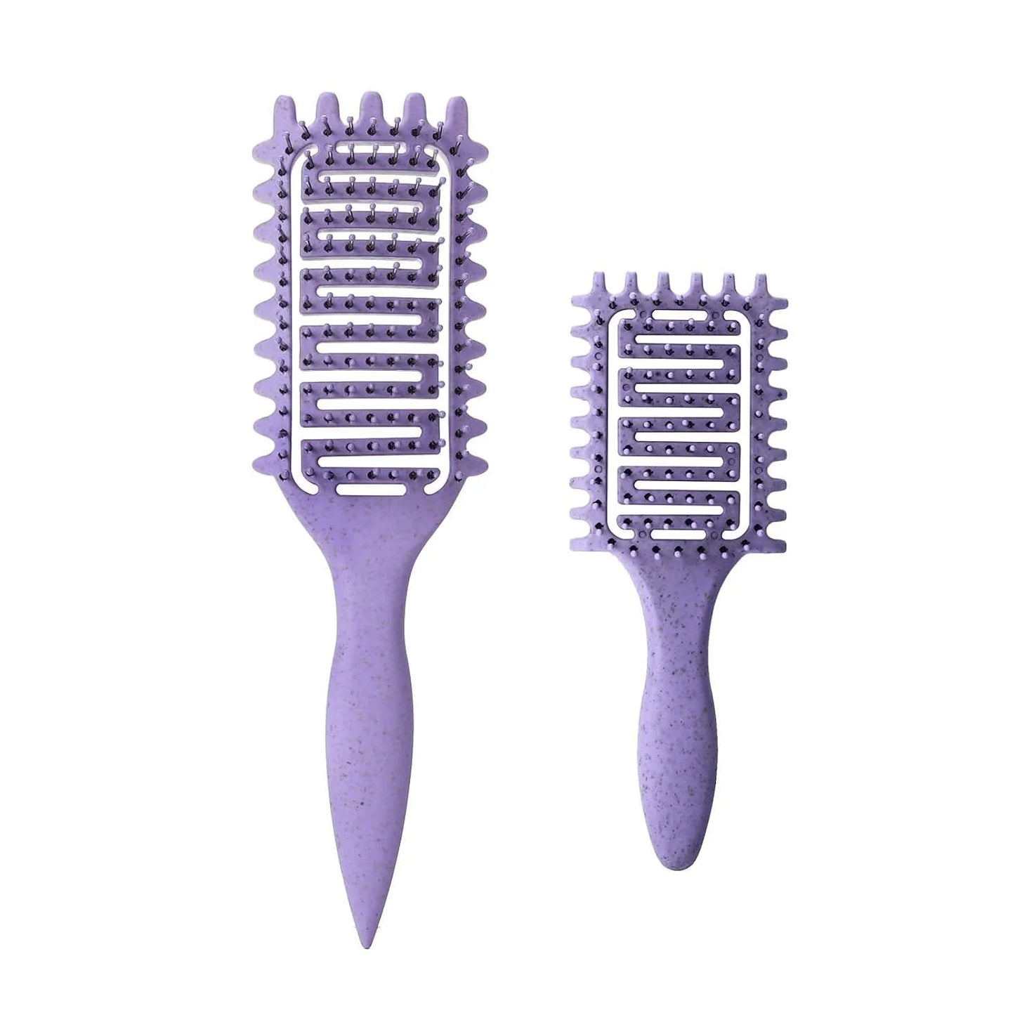 Curl Defining Brush for Curly Hair, Vented Detangling Hair Brush for Wet and Dry Styling, Curved Brush for Shaping and Smoothing Curl Clumps, Lightweight Hair Brush (2Pcs Black)