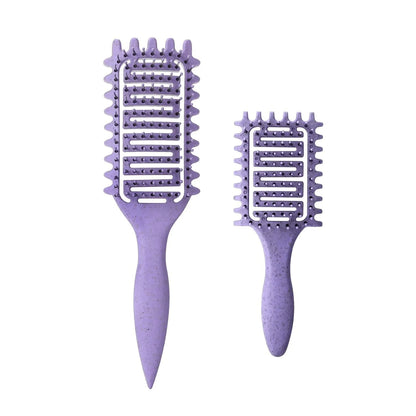 Curl Defining Brush for Curly Hair, Vented Detangling Hair Brush for Wet and Dry Styling, Curved Brush for Shaping and Smoothing Curl Clumps, Lightweight Hair Brush (2Pcs Black)