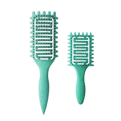 Curl Defining Brush for Curly Hair, Vented Detangling Hair Brush for Wet and Dry Styling, Curved Brush for Shaping and Smoothing Curl Clumps, Lightweight Hair Brush (2Pcs Black)