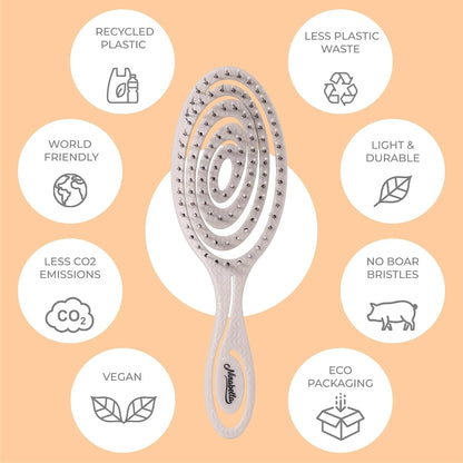 Ninabella Detangler Brush - No Tangle Hair Brush for Women, Fine, Thick and Long Hair - Hairbrush for Wet and Dry Hair, Gentle on the Scalp - Elegant Black